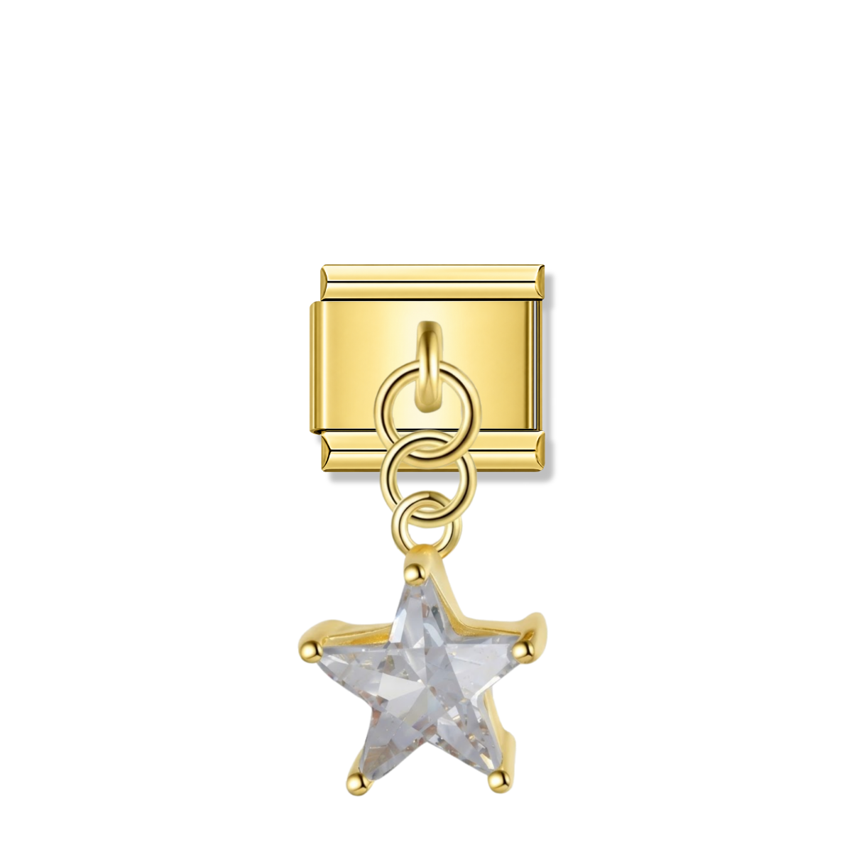 Crystal Star with CZ – gold Italian pendant charm by Italycharm