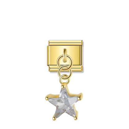 Crystal Star with CZ – gold Italian pendant charm by Italycharm