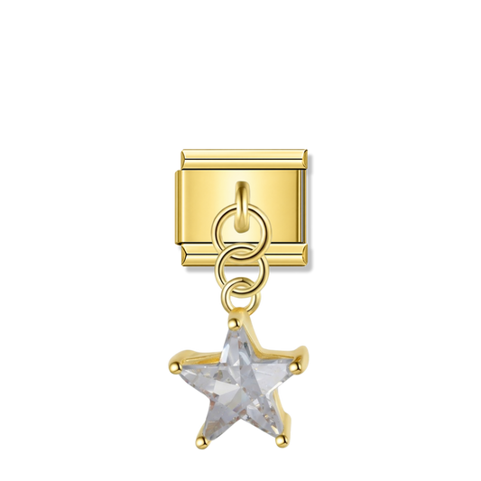 Crystal Star with CZ – gold Italian pendant charm by Italycharm