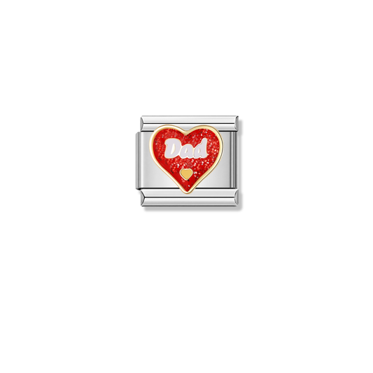 Dad Sparkling Heart – silver Italian charm by Italycharm