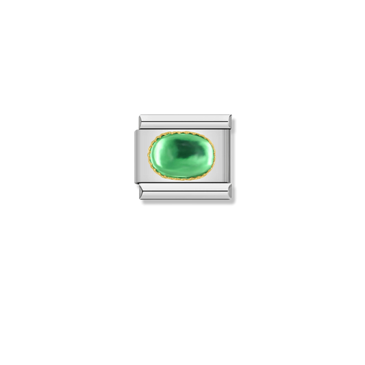 Green Gemstone Cabochon - Silver Charm