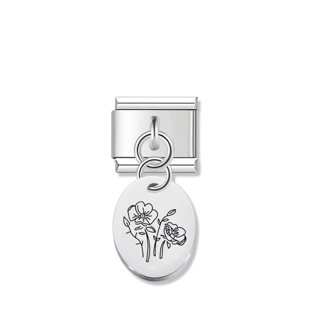August Poppy Flower - Silver Pendant Charm