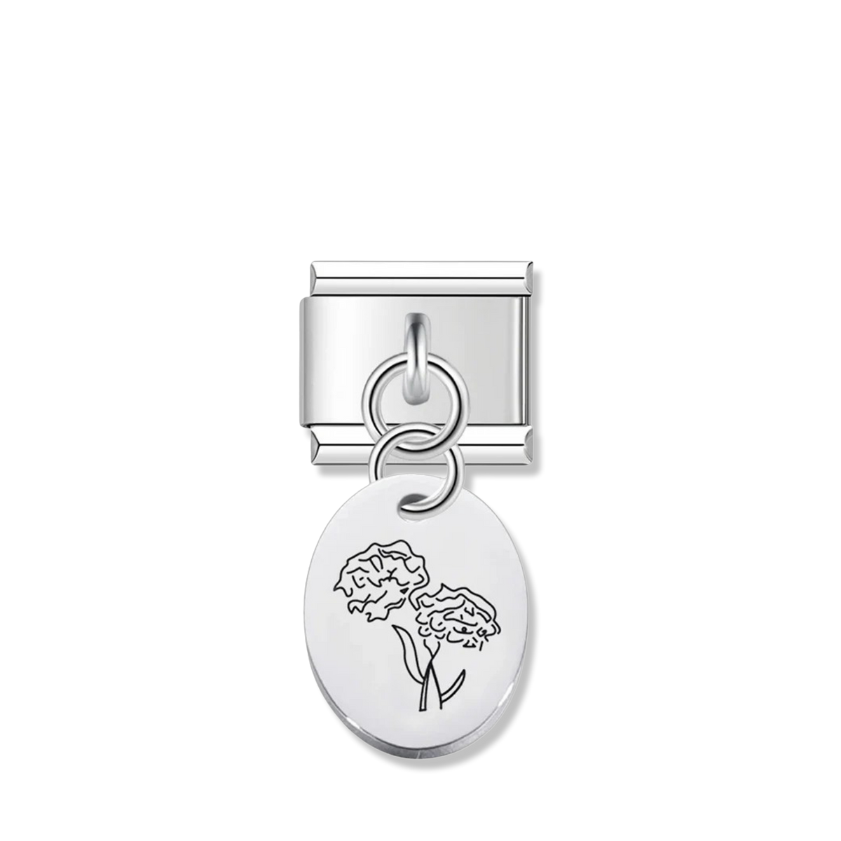 October Marigold Flower - Silver Pendant Charm
