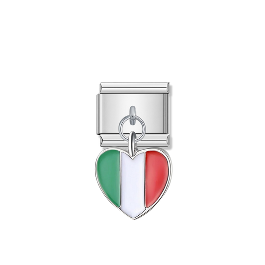 Italy Flag – silver Italian pendant charm by Italycharm