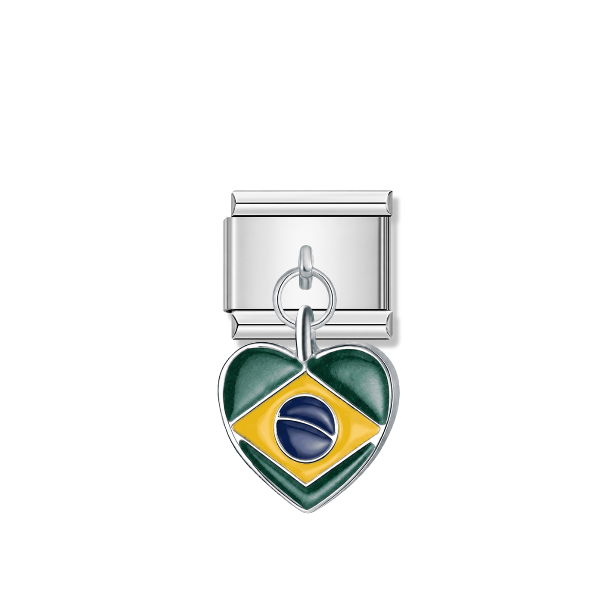 Brazil Flag – silver Italian pendant charm by Italycharm