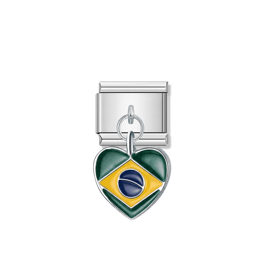 Brazil Flag – silver Italian pendant charm by Italycharm