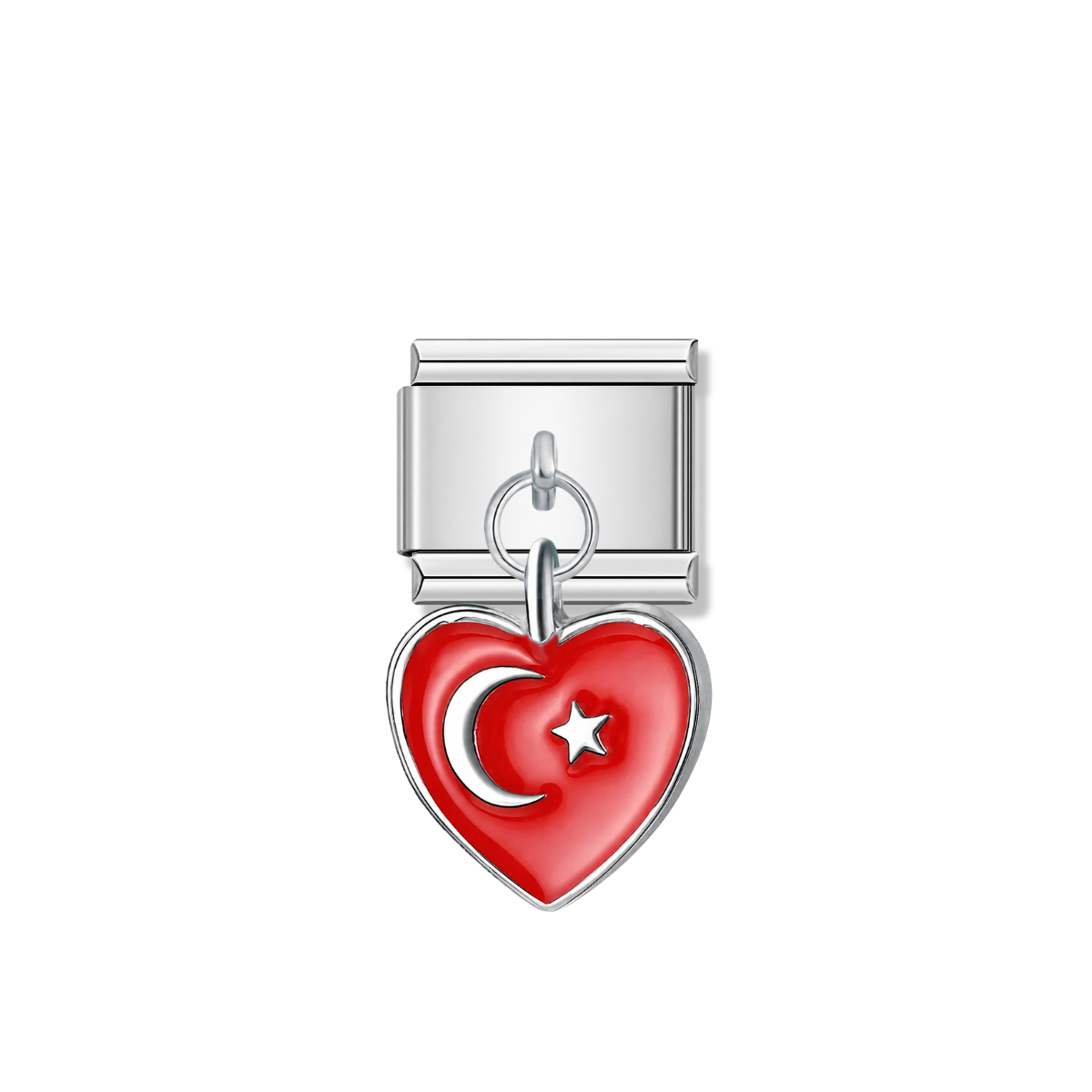 Turkey Flag – silver Italian pendant charm by Italycharm