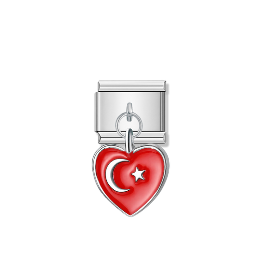 Turkey Flag – silver Italian pendant charm by Italycharm