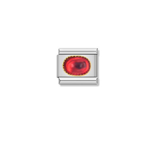 Red Gemstone Cabochon - Silver Charm