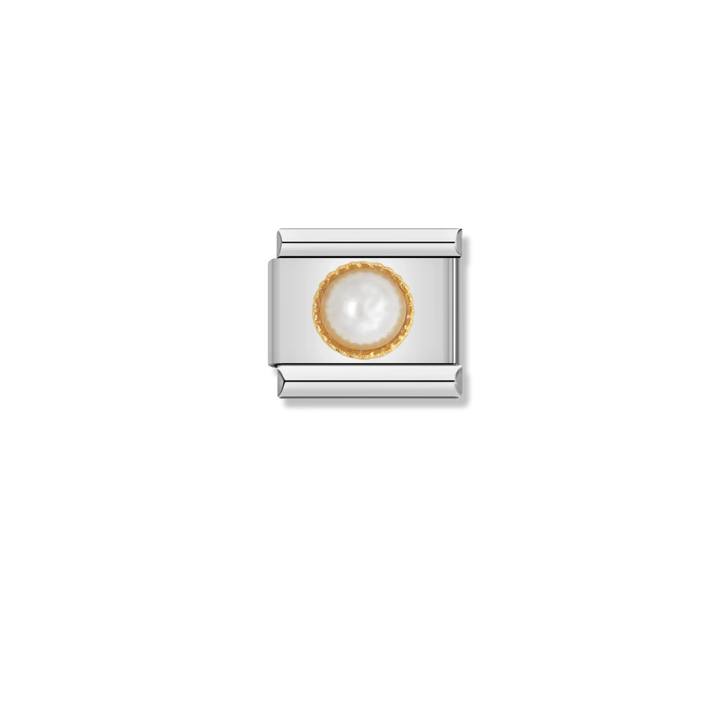 White Pearl Cabochon - Silver Charm
