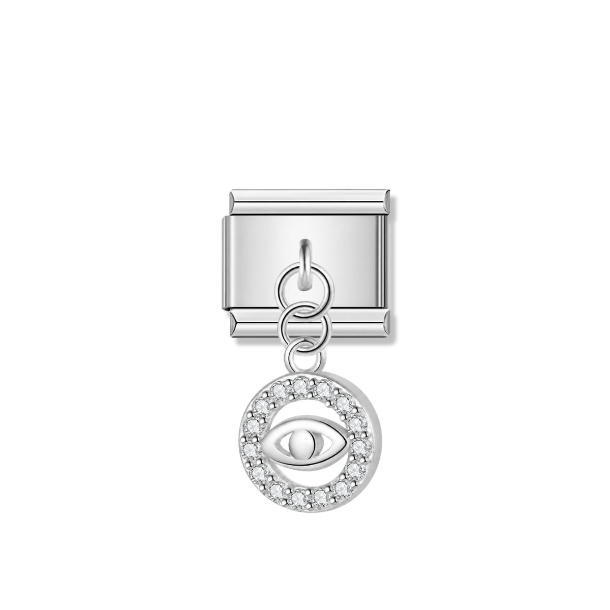 Shiny Eye with CZ – silver Italian pendant charm by Italycharm