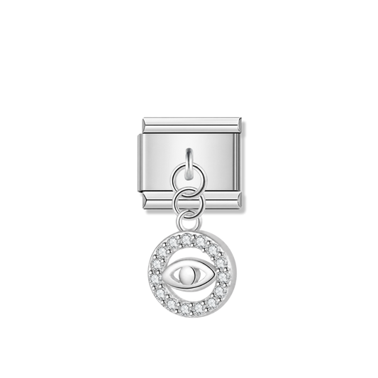 Shiny Eye with CZ – silver Italian pendant charm by Italycharm