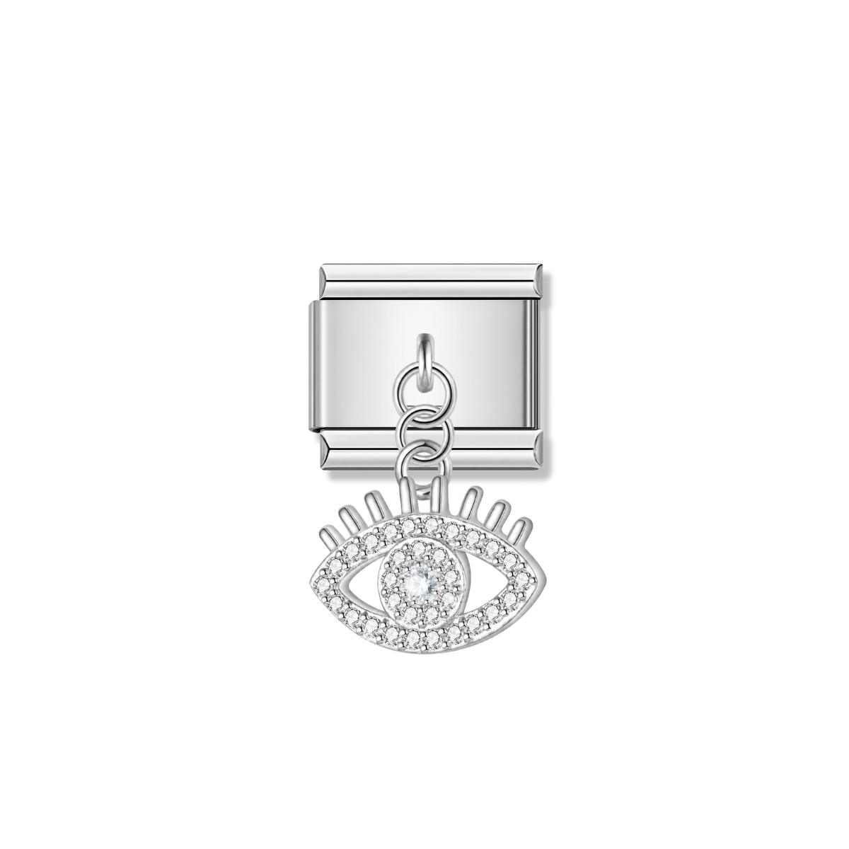 Attractive Eye with CZ – silver Italian pendant charm by Italycharm