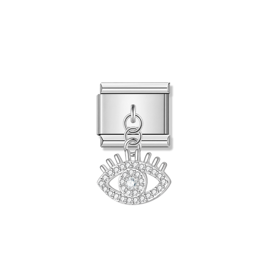 Attractive Eye with CZ – silver Italian pendant charm by Italycharm