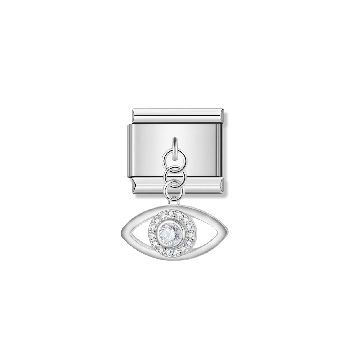 Sparkling Eye with CZ – silver Italian pendant charm by Italycharm