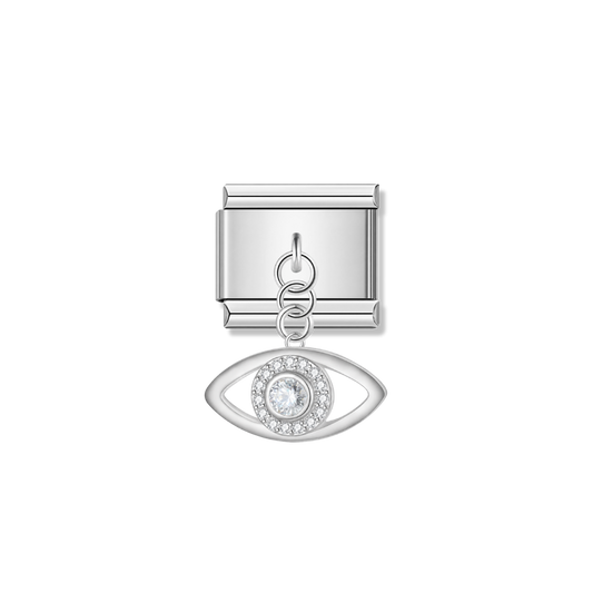 Sparkling Eye with CZ – silver Italian pendant charm by Italycharm