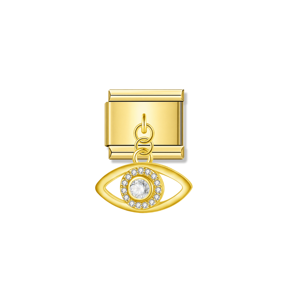 Sparkling Eye with CZ – gold Italian pendant charm by Italycharm