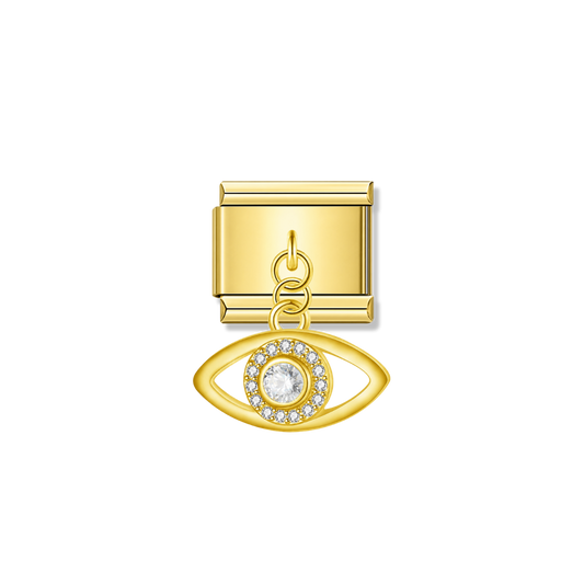Sparkling Eye with CZ – gold Italian pendant charm by Italycharm
