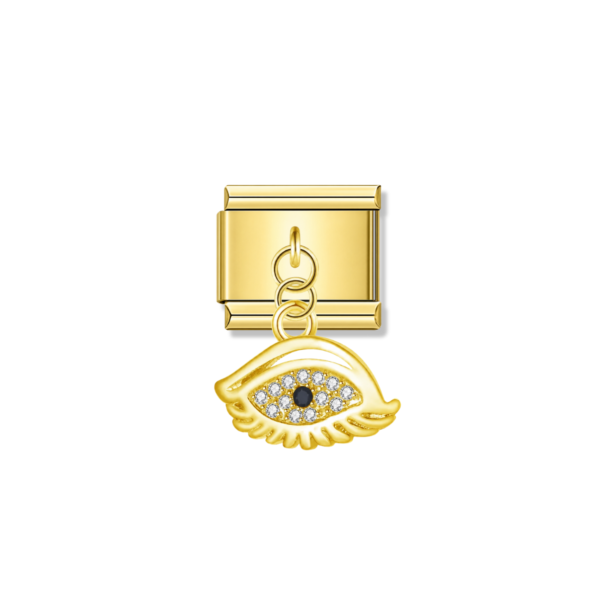 Sparkling Fairy Eye with CZ – gold Italian pendant charm by Italycharm