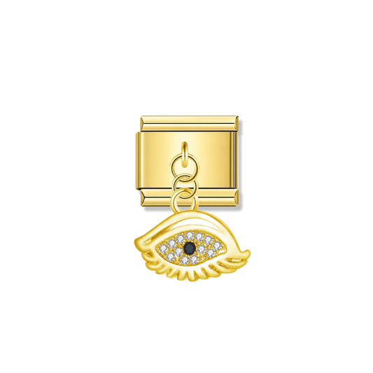 Sparkling Fairy Eye with CZ – gold Italian pendant charm by Italycharm