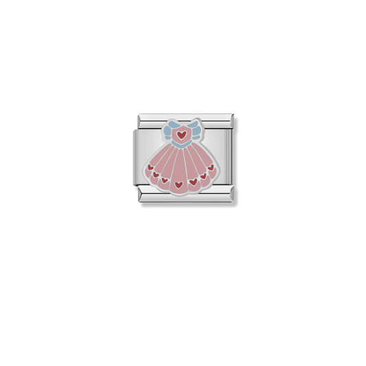 Pink Princess Dress with Hearts - Silver Charm