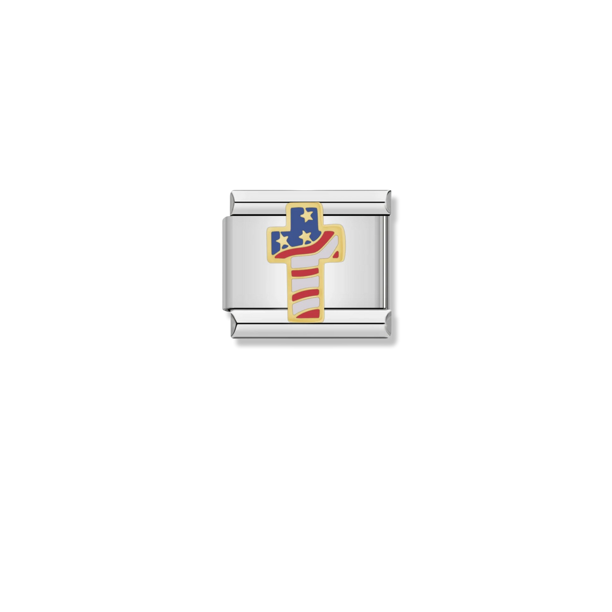 Patriotic Flag Cross - Silver Charm