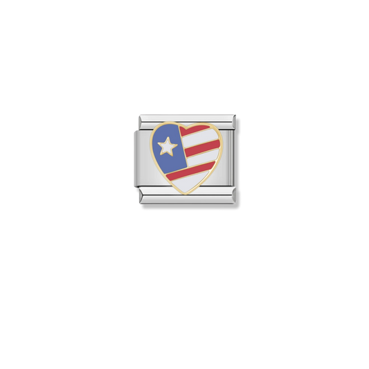 American Flag Heart - Silver Charm