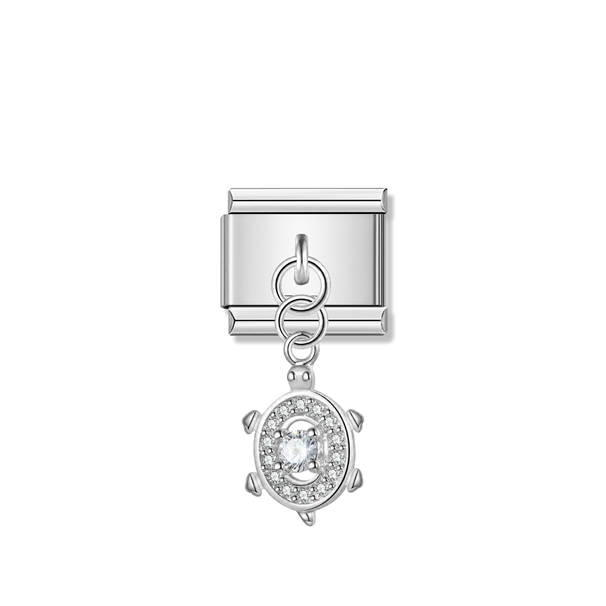 Sparkling Turtle with CZ – silver Italian pendant charm by Italycharm
