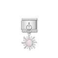 Silver Sun with Baby Pink Resin Gem - Silver Pendant Charm