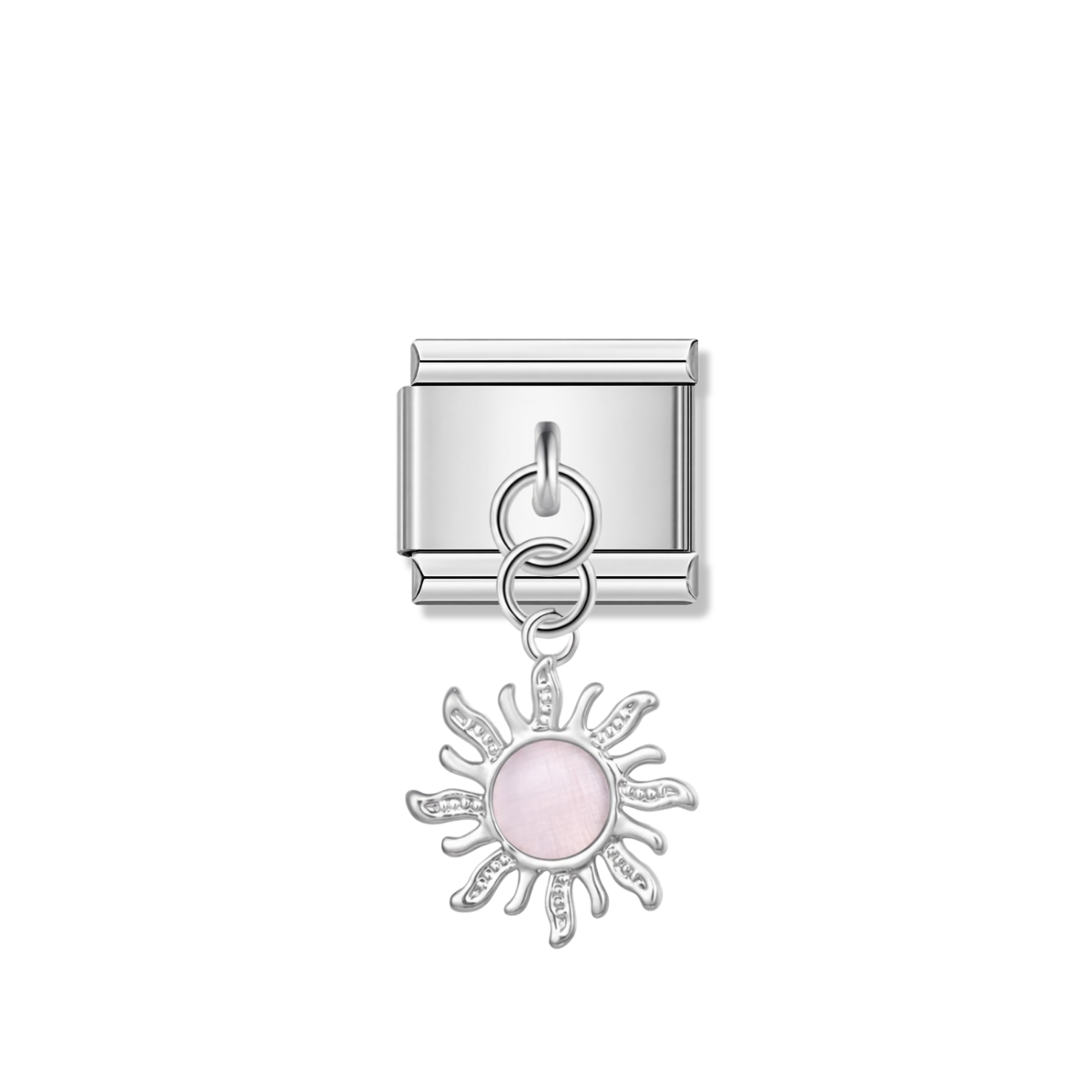 Silver Sun with Baby Pink Resin Gem – silver Italian pendant charm by Italycharm