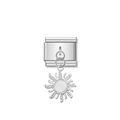 Silver Sun with White Rice Resin Gem - Silver Pendant Charm