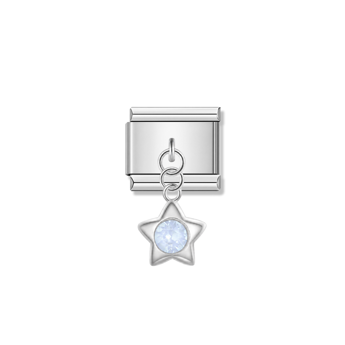 Star with White Stone – silver Italian pendant charm by Italycharm