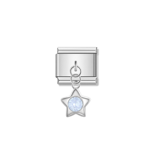 Star with White Stone – silver Italian pendant charm by Italycharm