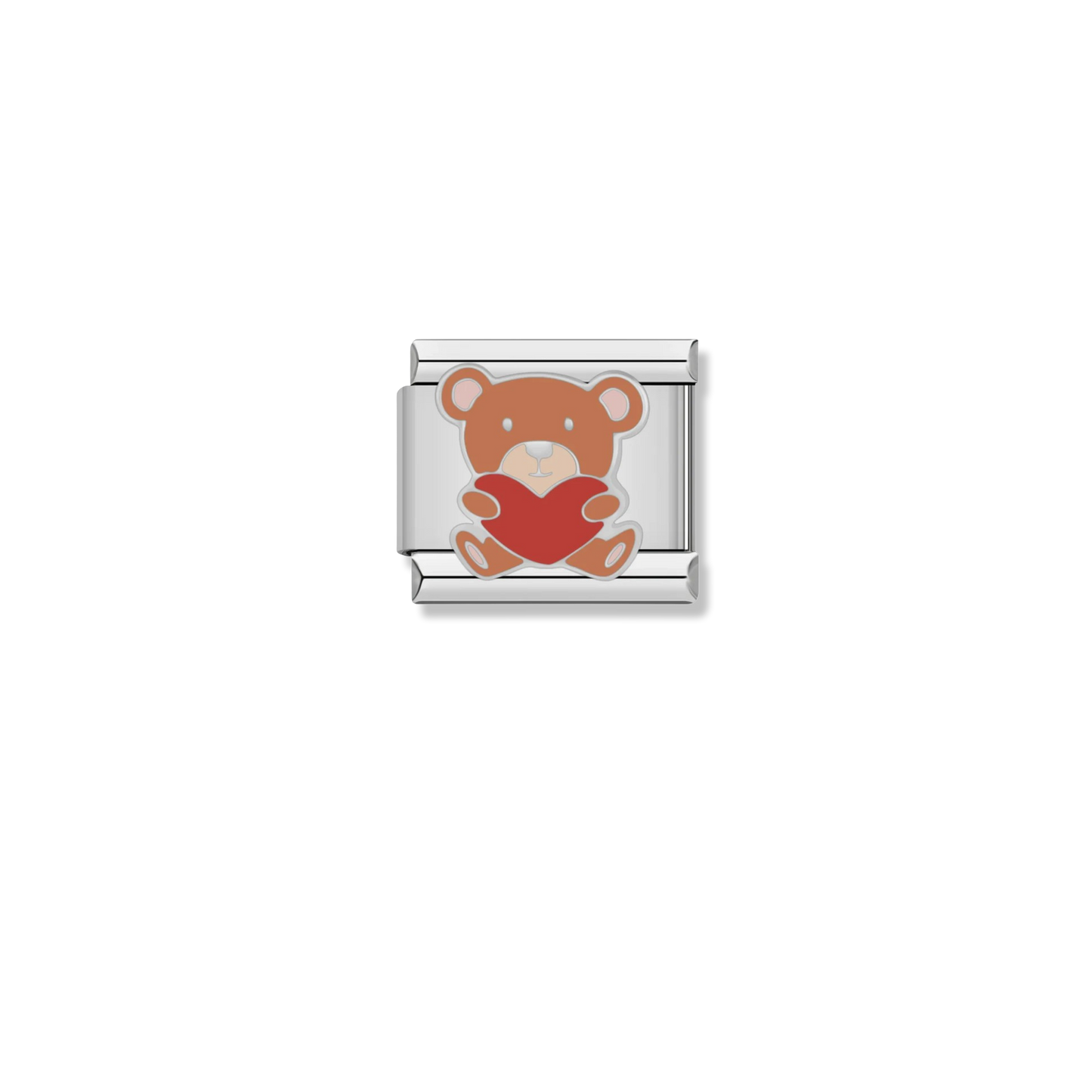 Teddy Bear Heart - Silver Charm