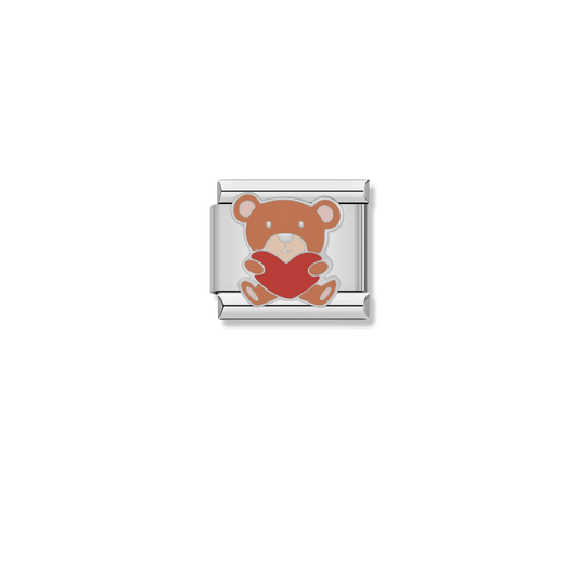 Teddy Bear Heart - Silver Charm