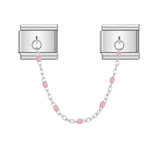 Blush Bead with silver chain charm – Italian chain charm by Italycharm