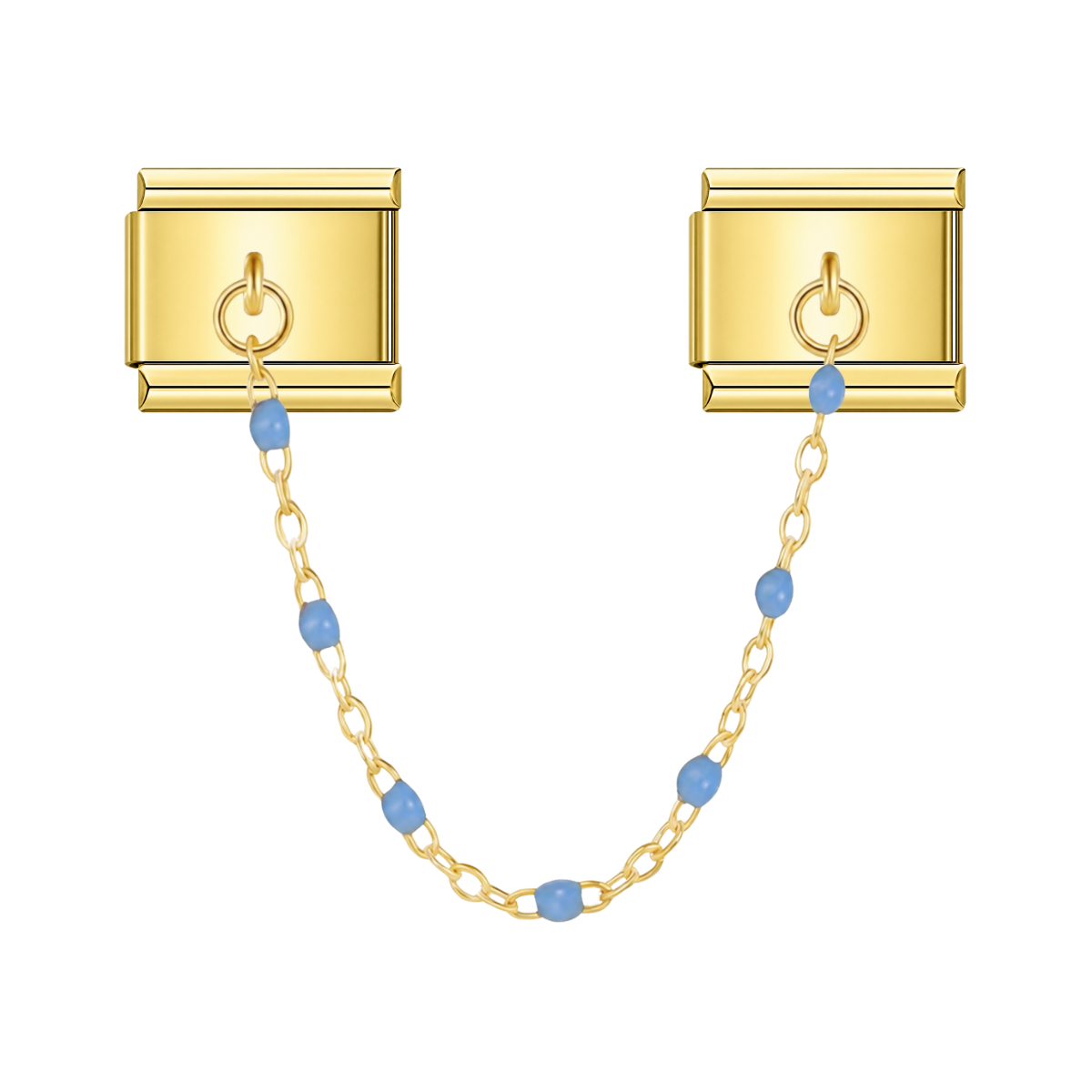 Sky Blue Bead with gold chain charm – Italian chain charm by Italycharm