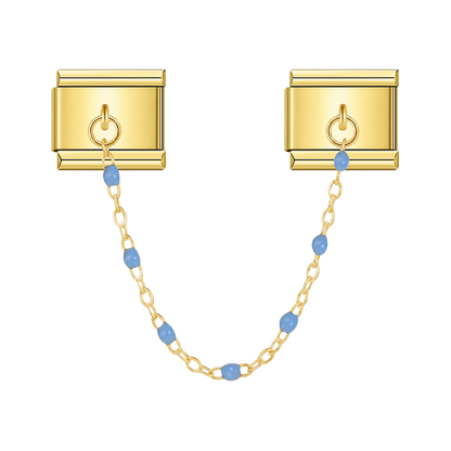 Sky Blue Bead with gold chain charm – Italian chain charm by Italycharm