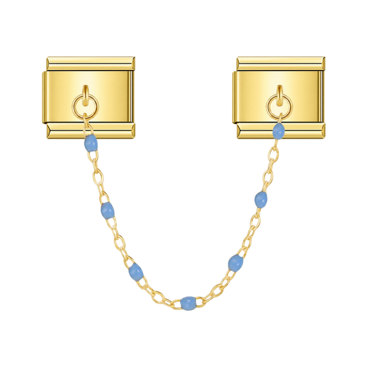 Sky Blue Bead with gold chain charm – Italian chain charm by Italycharm