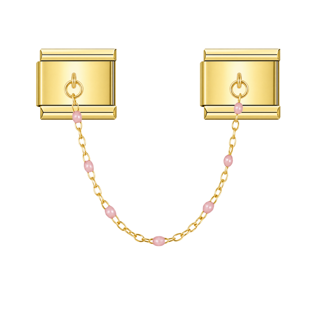 Pastel Pink Bead with gold chain charm – Italian chain charm by Italycharm