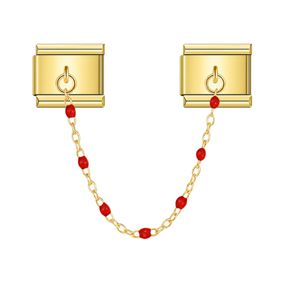 Scarlet Bead with gold chain charm – Italian chain charm by Italycharm