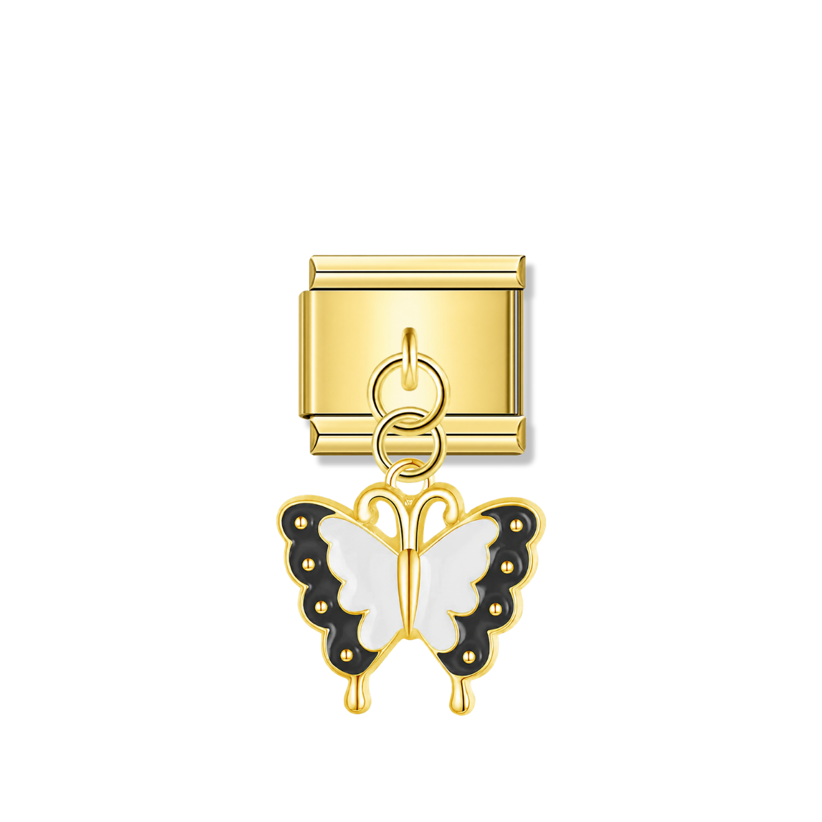 Monochrome Butterfly Dream – gold Italian pendant charm by Italycharm