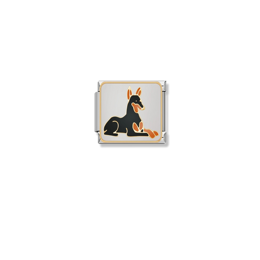 Resting Doberman Dog - Silver Charm