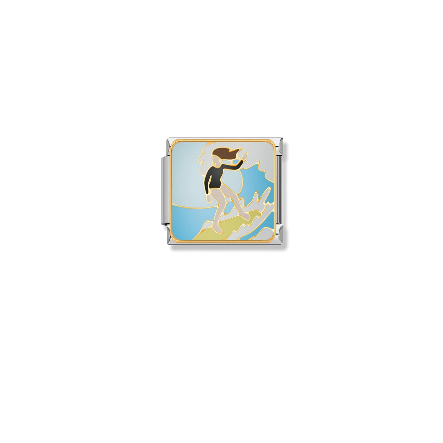 Surfing Wave Girl - Silver Charm