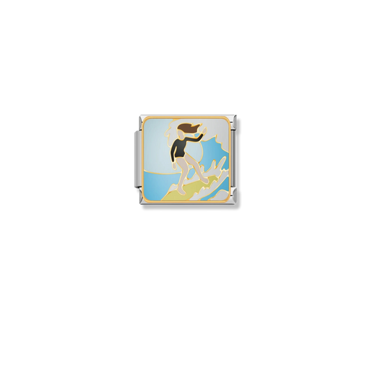 Surfing Wave Girl - Silver Charm