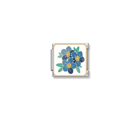 Blue Forget Me Nots - Gold Charm