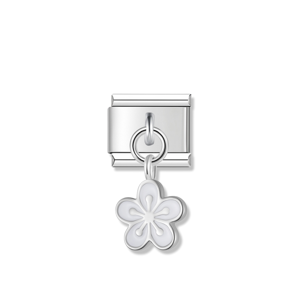 White Blossom Flower - Silver Pendant Charm