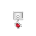 Red Ruby Crab - Silver Pendant Charm