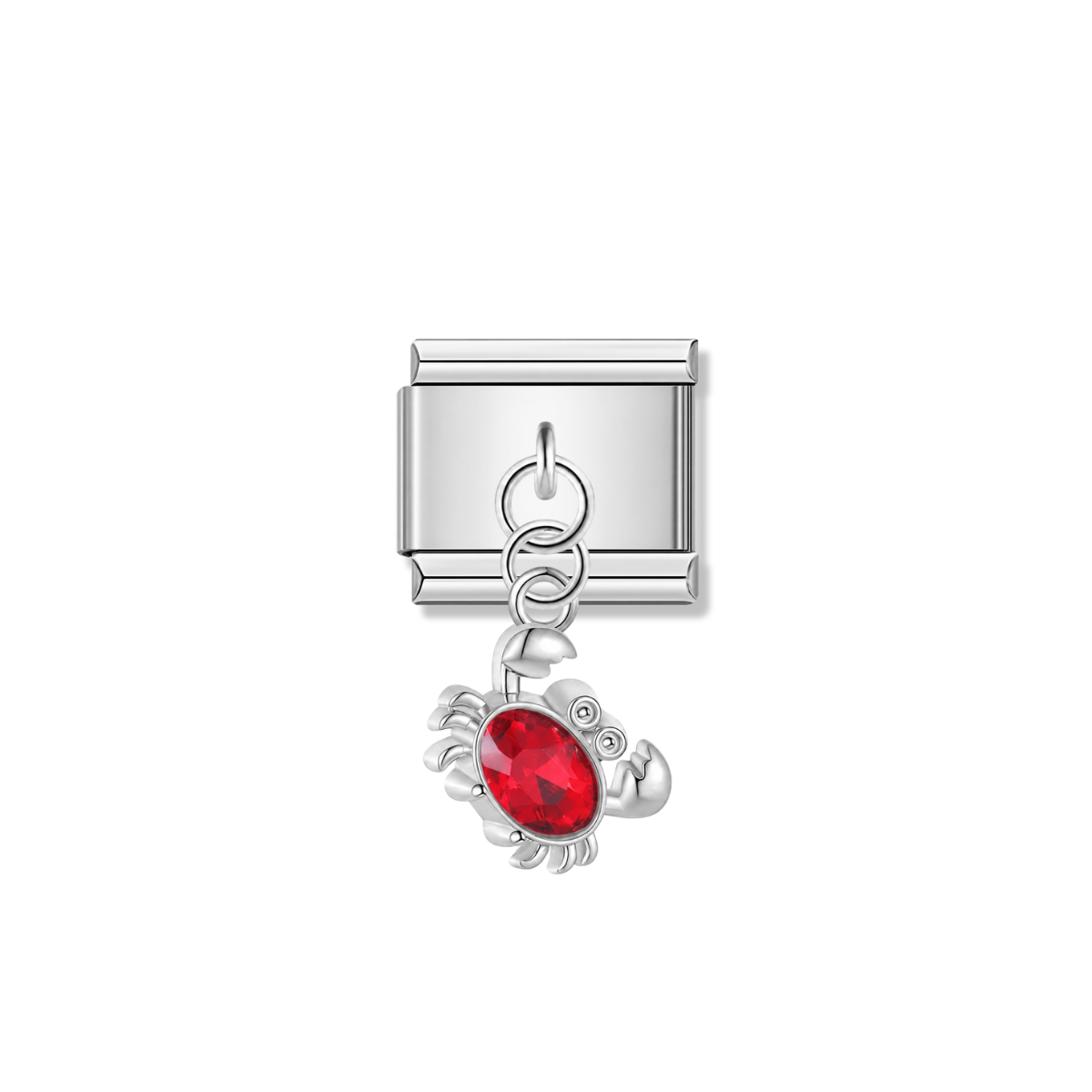 Red Ruby Crab - Silver Pendant Charm