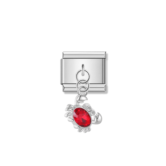 Red Ruby Crab – silver Italian pendant charm by Italycharm